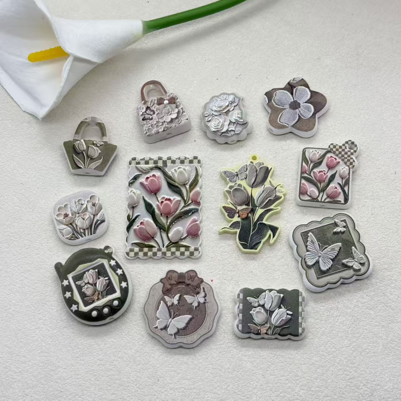 Floral & Butterfly Acrylic Charms – UV Printed DIY Components